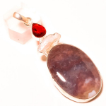 Moss Agate Mozambique Garnet Gemstone Handmade Gift Jewelry Pendant 2.6 h5s25