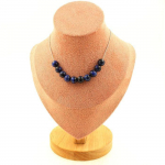 Pierres et Min&eacute;raux. Collier 10 perles Oeil de Tigre Bleu 8 mm. Chaine en acier inoxydable Collier femmes, hommes. Taille personnal