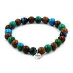 Bracelet - ABIJOUX - Chrysocolle + Bois - 8 mm - Longueur 19-20 cm - Mixte