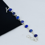 Naturaalne lapis lazuli v&auml;&auml;riskivi K&auml;sit&ouml;&ouml; 925 sterlingh&otilde;bedast K&auml;ev&otilde;ru, Lapis lazuli H&otilde;bedane K&auml;ev&otilde;ru Naisele, Unisex K&auml;ev&otilde;ru S&uuml;nnip&auml;evakingitus Armastusele 8" sinine