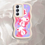 V&auml;rvitud muster Big Wave Edge pehme silikoon materjal Macaron telefoni &uuml;mbris p&otilde;rutuskindel kaitsev kummist korpus OnePlus Vivo Motorola Moto jaoks Vivo V30E 5G roosa