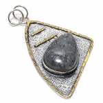 Lodolite Quartz 925 Sterling Silver Jewelry Two Tone Pendant 2.76 i4q82