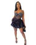 K2820 Sexy Slim Diamond Elastne Tutu kleit S must
