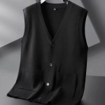 Meeste pluss suuruses vabaaja kootud vest 5XL must