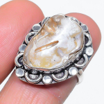 Biwa Pearl Handmade 925 Sterling Silver Jewelry Ring Size 8 j4r09