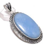 Natural Angelite Stone Gemstone 925 Sterling Silver Jewelry Pendant 2.80 p8j83