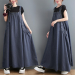 Naiste kevad-suvi-s&uuml;gis retro vaba skinny denim seljakleit pikk &otilde;&otilde;tsuv kleit Large size XL sinine
