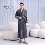 [2001 Uus] Eriti pikk paks unisex flanellist hommikumantel: S&uuml;gis/Talv, XL Korallfliisist Hommikumantel Medium