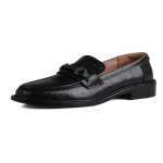BRANGDY Kuuma M&uuml;&uuml;gi Mokassiinid Naistele Ruudukujuline Nupp Uued Ehtsad Nahast Naiste Kingad Slip-on Vintage Pandlaga Klassikalised Kevadkingad Naistele 35 must