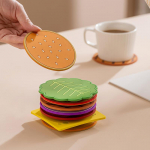 8 tk/komplekt Burger Shape Coaster Creative Cup Pad Silikoonist isolatsioonimatt Kruusihoidik K&ouml;&ouml;k S&ouml;&ouml;gibaarilaua kaunistused Lastele Kingitus
