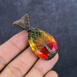 Natural Bi-Color Tourmaline Gemstone Copper Wire Wrap Jewelry Pendant 2.25 d9h88