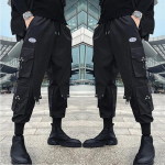 Mustad Cargo P&uuml;ksid Meeste Joggerid Hip Hop Techwear P&uuml;ksid Hipi Cargo P&uuml;ksid Meeste T&auml;navar&otilde;ivad Plus Size Taskud Oversize M