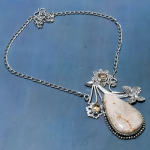 Fossil Coral, Citrine 925 Sterling Silver Jewelry Necklace 18 j1l58