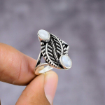 Rainbow Moonstone Handmade 925 Sterling Silver Jewelry Ring Size 8 i7e90