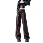 Naiste kevadp&uuml;ksid k&otilde;rge v&ouml;&ouml;kohaga laia s&auml;&auml;rega imiteeritud nahast p&uuml;ksid taskutega &uuml;hev&auml;rvilised sirge laia s&auml;&auml;rega p&uuml;ksid S must