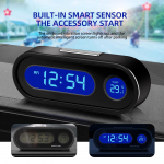 Kompaktne digitaalne autokell &ndash; helendav LCD-taustvalgustusega &ndash; termomeeter, ajan&auml;idik, autosalongi tarvikud electronic clock must