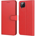 Coque Pour Samsung A12 (6.5 ) Rouge Anti Rayure Souple avec Rangement Billet Effet Cuir