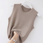 Suure suurusega naiste suvine valge, l&uuml;hike kootud varrukateta topp Camisole S khaki