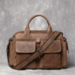 Leathfocus Meeste hullu hobuse nahast k&auml;ekott Vintage Vabaaja &Otilde;la Crossbody 12,8-tollise s&uuml;learvuti kott gray