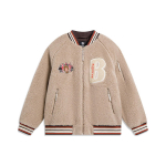 Li Ning Badfive Kirjatr&uuml;kiga Kootud Spordijakk Ameerika Vintage Talvine Pesapallijakk Meeste jakid Hele-Glasuur-Pruun AFMT017-1 XL