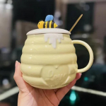 Kawaii mesilane keraamiline kruus kohvi, piima, vee segamiseks majapidamise hommikus&ouml;&ouml;gikruusid loomingulise disainiga keraamilised kruusid joogiklaasid peoks 400ml