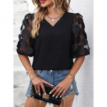 YYFS naistemood vabaaja suve kevade &uuml;hev&auml;rvilise tr&uuml;kiga l&uuml;hikeste varrukatega V-kaelusega pluusid ja s&auml;rgid S