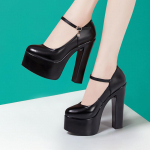 Madal Suur Suurus 32-43 K&otilde;rge Kontsaga Kingad Naiste Pumbad 15CM Super K&otilde;rge Kontsaga Platvorm Mustad Kontorikingad Ehtsast Nahast Kingad Daamidele 33