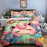 Pokemon Jigglypuff Tr&uuml;kiga Voodipesukomplekt Tekikott 1 Tekikott 2 Padjap&uuml;&uuml;ri T&auml;iskasvanute ja Laste Voodipesukomplekt Luksuslik S&uuml;nnip&auml;evakingitus EU Twin 135X200cm