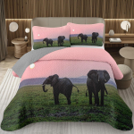 Elevantidega tekikottide komplekt, Aafrika loomade elevandid tepitud voodikate L&auml;&auml;nelik maaelu stiilis voodipesukomplekt Metsiku safariteema kattekate EU Single 135x200cm