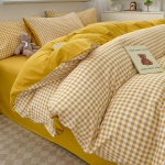 Lihtne puuvillane neljaosaline komplekt Ruuduline puuvillane voodilina tekikott Voodilina t&uuml;&uuml;pi Puuvillane &uuml;hiselamu kolmeosaline komplekt 1.2m three-piece set