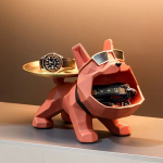 Resin Cool Bulldog K&auml;sit&ouml;&ouml; Koerte &uuml;lemteener kandikuga v&otilde;tmehoidja jaoks Hoiustamiseks Ehted Loomade tuba Kodukaunistus Skulptuur punane