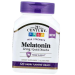 Melatoniin uneks, Melatonin Max Strength 12, 21st Century 120tbl Kirsimaitseline (72440021) 120tab Cherry