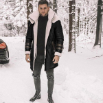 Uus karusnahast integreeritud meeste mantel must viis paksendatud karusnahast jakk seemisnahk XXL must