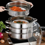 Paksust roostevabast terasest mitmekihiline auruti koduseks kasutamiseks 28cm 2-layer (1 pot, 1 tier)