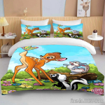 Bambi prinditud pehme voodipesukomplekt Tekikott Anime tekk T&auml;iskasvanud Lapsed S&uuml;nnip&auml;evakingitus T&auml;issuurus Kuninglik suurus Voodipesukomplekt Baby 120x150cm blue