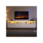 Telerikapp - MUVOE - Kumer disain - L&auml;ikiv valge - LED-valgustus - 175 x 38 x 51 cm valge