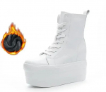 S&uuml;gis Ehtsast Nahast 10CM &Uuml;lipaks Tald Platvorm Kiil Peidetud Kontsaga Saapad Kingad T&otilde;mblukuga Talvesaapad Pahkluuni Soojad Saapad 35