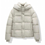 S&uuml;gis- ja talve &uuml;hev&auml;rviline puhvis l&uuml;hike kapuutsiga vaba l&otilde;ikega leiva jope paksendatud sooja udusule-puuvillane jope S valge