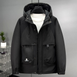 Suur suurus 4XL-11XL S&uuml;gis-talvine meeste mantel &Uuml;ler&otilde;ivad Vabaaja Paks Soe &Uuml;le suuruse Meeste jakid Kapuutsiga 4XL must