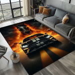 3D F-Ford Mustang v&otilde;idus&otilde;iduauto mootorratta vaip elutuppa, magamistuppa, kodu diivani kaunistamiseks, lasteala vaip libisemiskindel p&otilde;randamatt 60*90cm