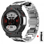 Metallist K&auml;epael Amazfit T-REX 3 2 jaoks Correa &Auml;ri Roostevabast Terasest Rihm Amazfit T-REX/Pro jaoks Kaitseklaas Kile Lisatarvikud For Amazfit T-REX