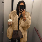 Naiste &uuml;mara kaelusega kardigan pikkade varrukatega plush mood temperament mantel XXXXXL must