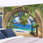 Kaar ilus maastik Ps&uuml;hhedeelne seinavaip Kuu t&auml;histaevas Seinakaunistused Hipi Tapiz Boho Kodukaunistused Seinavaip 95x70CM