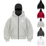 Meeste Kapuutsiga S&auml;rk Balaklavaga Meeste Poollukuga Pullover Meeste Kapuutsiga S&auml;rk Kapuutsiga Meestele Tuulekindel Streetwear XL valge