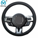 for Ford Mustang Shelby GT 350 500 EcoBoost Car Steering Wheel Cover Leather Anti-slip 100% DERMAY Brand Auto pruun