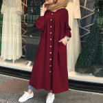 Moslemid riided Naiste kleidid &Uuml;hev&auml;rvilised pikkade varrukatega s&auml;rkkleit vabaaja taskumantel Musulman Dubai moslem kaftani moslemikleidid XXXXXL punane