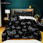 L&auml;ikiv voodipesukomplekt Must Valge tekikoti komplektid Voodipesu &Uuml;heinimese Suur &Uuml;heinimese Kuninglik &Uuml;heinimese Kodu Tekstiil T&auml;iskasvanud Lapsed 3D Voodipesukomplekt EU single(135x200cm)