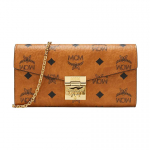 MCM Patricia Visetos WOC Vintage Lilleline Kompaktne Kerge Klapiga Kett-Kott &Otilde;lakott Naiste Rahakott Pruun Konjak MYLAAPA02CO001 Basic Set (Bag+Dust Bag)