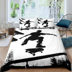 Teismeliste rula tekikott Poiste hipster graffiti stiilis tekkikatted Laste ekstreemspordi teema Lahe rula voodipesukomplekt (135x200cm) black