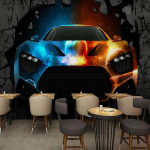 Fototapeet 3D Lahe Auto Seinamaalingud Restoran Kohvik Baar Loov Taustaseina Paber 200 cm(W) x 140 cm(H)